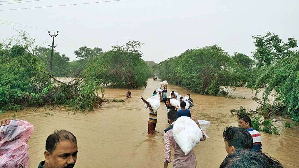 Floods  Several areas in Bhavnagar were marooned