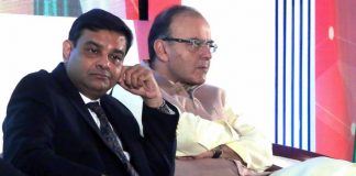 Urjit Patel, RBI Governor, Arun Jaitley, Union Finance Minister during a conference in Andheri, Mumbai on Thursday ahead of BRICS Summit in Goa.
